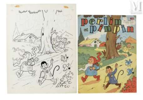 Dubois, Claude (1934... | Couverture originale du périodique " Perlin et Pinpin"... | Maison Good