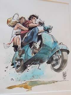 Charel Cambré - Amoras - Originele aquarel - Suske en Wiske op motor - (2015) | Catawiki