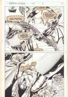 Danny Bulandi, Rik Levins | Captain America #417 P.10 - Falcon, Black Panther, And Cap Action Splash - 1993 | Anthony’s Comic Book Art