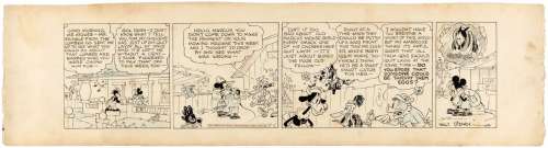 EARLY & HISTORIC MICKEY MOUSE 1930 DAILY STRIP ORIGINAL ART BY FLOYD GOTTFREDSON & HARDIE GRAMATKY. | Hake’s