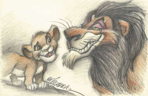 Simba & Scar - The Lion King - Original Drawing - Joan Vizcarra - Art original | Catawiki