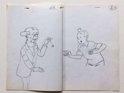 Tintin - 2x croquis préparatoire - Publicité Nutella - Tintin & Tournesol - (1980) | Catawiki