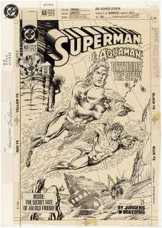 SUPERMAN VOL. 2 #63 COMIC BOOK COVER ORIGINAL ART BY DAN JURGENS.