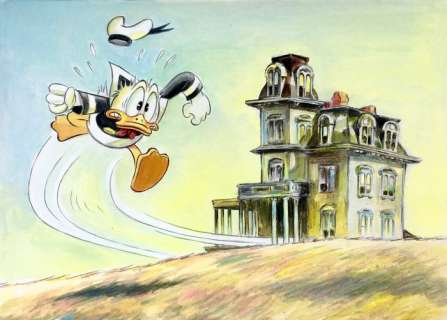 Donald Duck inspired by Hitchcock’s Psycho - Original Painting - Tony Fernandez - Art original | Catawiki
