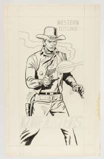 WESTERN OUTLAWS GUNFIGHTER ORIGINAL ART UNUSED COVER BY JACK KELLER. | Hake’s