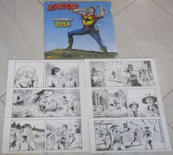 Zagor #626 - 2x original pages firmate + Calendario con Disegno di Ferri - EO - (2017) | Catawiki