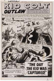 GUNSMOKE WESTERN #64 KID COLT OUTLAW ORIGINAL ART 13 PAGE COMPLETE STORY BY JACK KELLER. | Hake’s