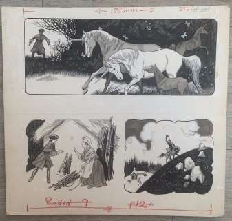 Robin - - Original drawing  (Monochrome watercolour) - Fairy Tales - Princes Gift - Page volante | Catawiki