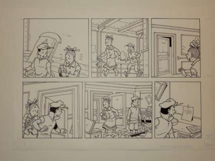 Suske en Wiske - Originele 1/2 plaat - Sterrenrood  - Luc Morjaeu - Formaat: 24 x 34 cm  - Page volante | Catawiki