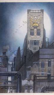 Schuiten François | La Maison Cauchie. Dessin original. 1987. Encre de Chine, crayon et aquarelle. Publié dans L’Archiviste | Sotheby’s