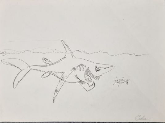 Gilson - illustration originale - Hommage aux idées noires de Franquin | Galerie des bulles