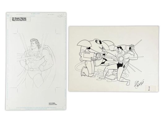 Lot 459 - Scott Rosema and Mike DeCarlo Superman Drawings