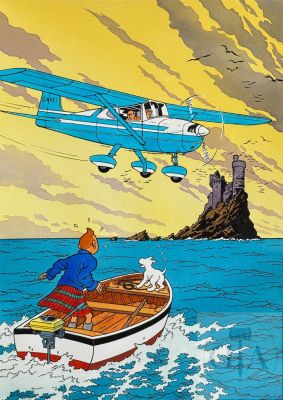 André Sipp/Tintin. Dessin Original D’une Couverture Improbable Réalisé En Hommage À Rg. Superbe Qualité D’exécution Qui Illustre La Maîtrise Technique de L’artiste. Encre de Chine Et Aquarelle Signée. Tbe+. 41 X 30 Cm |  | Dagoty