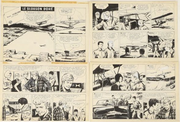 Len-Gi (Max Lenvers & Robert Gigi) | Lot 154 : Simon Leblanc - 34 planches originales 1965-1969 Encre de Chine sur… | Fauve Paris