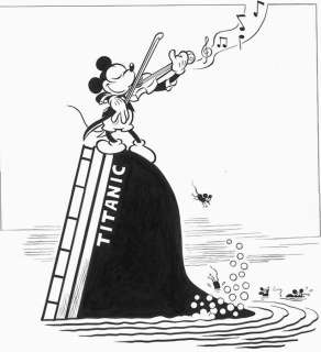 Mickey Mouse inspired by Titanic - Large Drawing - Tony Fernandez - Art original | Catawiki