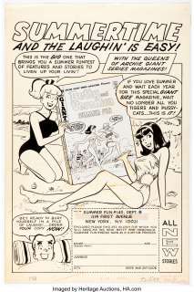 Harry Lucey - Archie Giant Series Magazine #140 "Summertime..." House Ad Illustration Original Art (Archie, 1966).