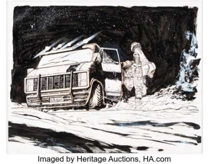 Unidentified artist - superhero sketches - Daniel Warren Johnson - Punisher Illustration Original Art (2015)....