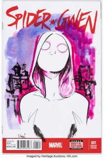 Rodriguez, Robbi - Robbi Rodriguez Spider-Gwen #1 Sketch Cover and Illustration Original Art (Marvel, 2015) Condition NM-.... (Total: 2 Original Art)