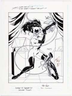 Haley, Matt - Matt Haley and Tom Simmons DC Outburst Firepower Trading Card Illustration "Catwoman" Original Art (DC, 1996)....