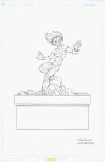Nauck, Todd - Todd Nauck and Lary Stucker - Young Justice: Impulse Statue Design Illustration Original Art (DC, c.2009)....