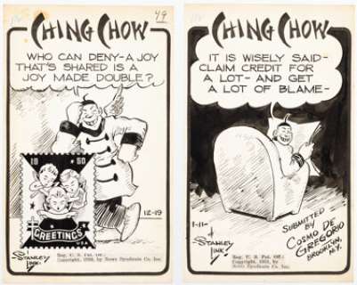Link, Stanley - Stanley Link Ching Chow Daily Comic Strip Original Art Group of 2 (News Syndicate, 1950-51).... (Total: 2 Original Art)