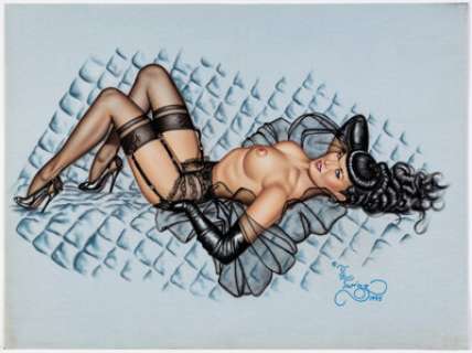 Twigg, Terry - Terry Twigg Olivia‘s Bettie Page Pin-Up Painting Re-Creation Original Art (1995)....