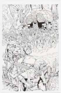 Chris Dreier [Gianluca Pagliarani printed blue lines] Wolfskin: Hundredth Dream #3 Splash Page 1 Original Art (Avatar Press, 2010).