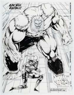 Rob Liefeld and Dan Fraga Bloodstrike #25 Double Splash Page 20-21 Original Art (Image, 1994). | Heritage