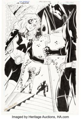 Tom Derenick and Doug Hazlewood JSA Classified #16 Splash Page 1 Original Art (DC, 2006).