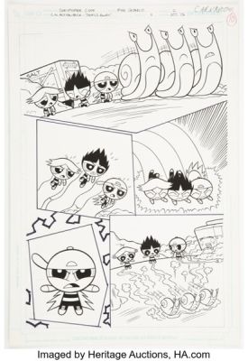 Christopher Cook and Mike DeCarlo Cartoon Network Action Pack #4 Rowdyruff Boys Story Page 2 Original Art (DC, 2006).
