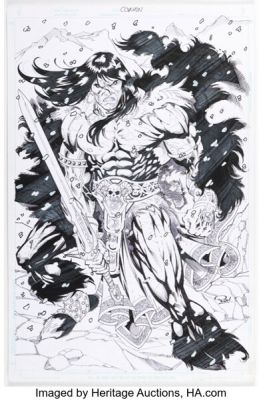 Ron Adrian - Conan the Barbarian Pin-Up Illustration Original Art (undated).