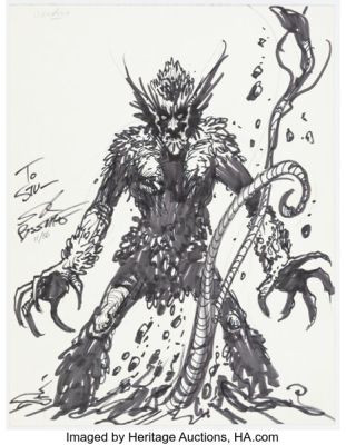 Steve Bissette - Floronic Man Sketch Original Art (1986).