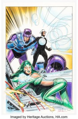 Tom Grindberg and Tom Smith - Havok and Polaris vs. the Sentinels Illustration Original Art (2000). | Heritage