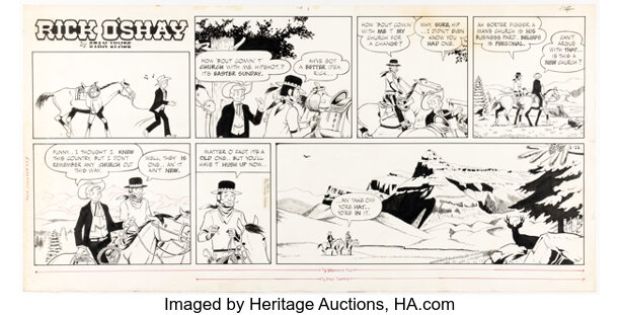 Stan Lynde Rick O‘Shay Sunday Comic Strip Original Art dated 4-14-63 (Chicago Tribune Syndicate, 1963).