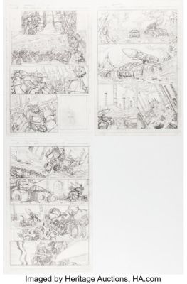 Dan Khanna The Transformers: Doubledealer Story Pages 8-10 Pencils Original Art (IDW, 2008). (Total: 3 Original Art)