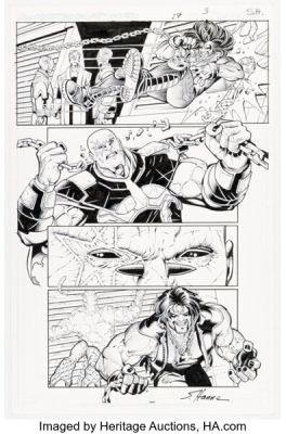 Scott Hanna [Claude St. Aubin printed blue lines] R.E.B.E.L.S. #27 Story Page 3 Original Art (DC, 2011).