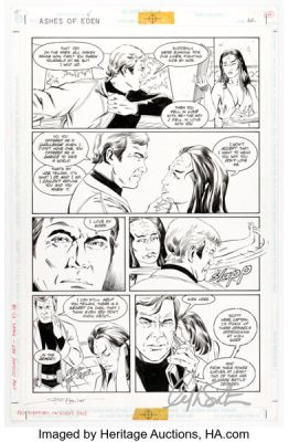 Steve Erwin and Jimmy Palmiotti Star Trek: The Ashes of Eden (nn) Story Page 62 Original Art Signed by William Shatner (DC, 1995).
