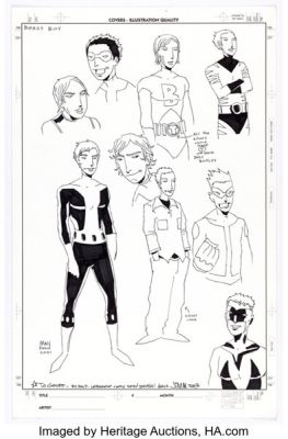 Jim Mahfood - Beast Boy Character Sheet illustration Original Art (2003).