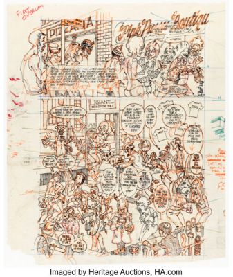 Harvey Kurtzman Playboy #v24#9 August 1977 Little Annie Fanny Story Page 1 Preliminary Original Art (HMH, 1977). | Heritage