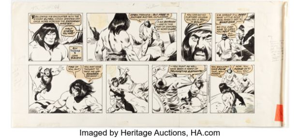John Buscema Conan the Barbarian Partial Sunday Comic Strip Original Art dated 10-22-78 (Register and Tribune Syndicate, 1978). | Heritage
