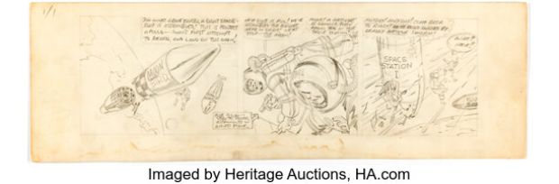 Jack Kirby - Astronaut Preliminary Daily Comic Strip Original Art (c. 1961-68). | Heritage