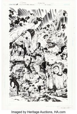 Keith Giffen and Scott Koblish Star Trek / Legion of Super-Heroes #1 Variant Cover Original Art (DC/IDW, 2012). | Heritage