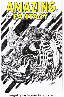 Jonboy Meyers Amazing Fantasy: Facsimile Edition #15 Sketch Edition - Venom Sketch Original Art (Marvel, 2019) Condition: NM-.