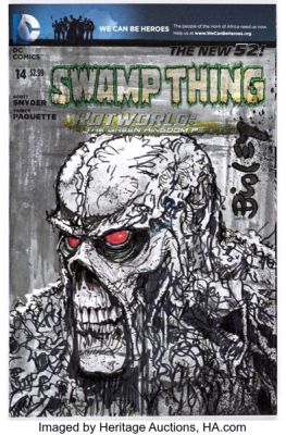 Simon Bisley Swamp Thing #14 We Can Be Heroes Edition Sketch Original Art (DC, 2013) Condition: NM-. | Heritage