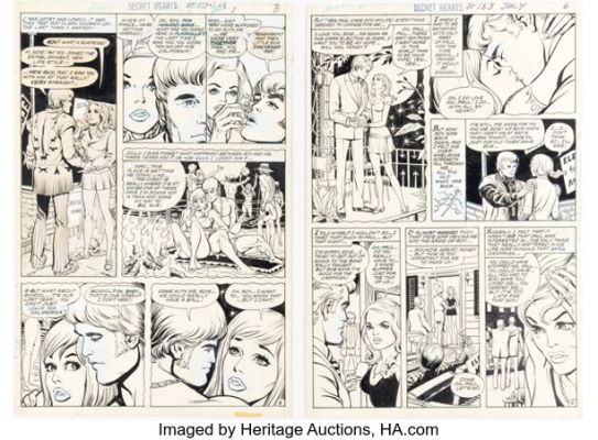 Jack Katz and John Celardo Secret Hearts #153 Story Pages 3 and 6 Original Art (DC, 1971). (Total: 2 Original Art)