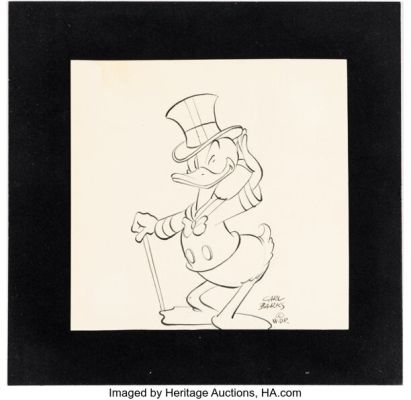 Carl Barks - Donald Duck as Uncle Scrooge Specialty Illustration Original Art (undated). | Heritage