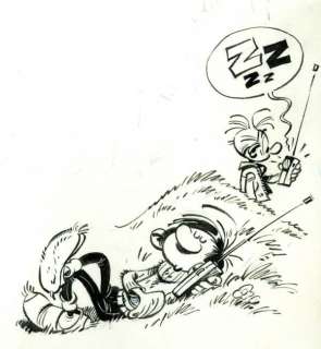 Franquin | Gaston Lagafffe, magnifique illustration Ã  l’encr… | Banque Dessinée