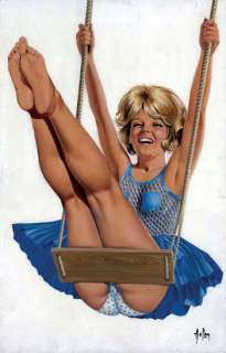 Aslan | Pin-up du magazine Lui, Avril 1964 Gouache originale signée en bas | Kahn et Associés