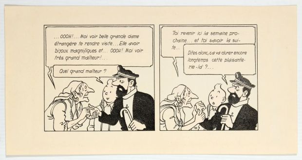 Hergé - Tintin Et... | Lot 124 - HERGÉ - Tintin et Milou, ensemble de deux cases à l’encre... | Tessier Sarrou