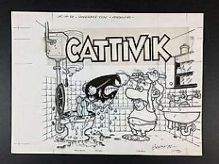 Massimo Bonfatti - "Cattivik #14" originale di copertina  - Page volante - (1990) 